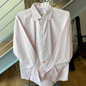Brooks Brothers Dress Shirt. Slim Fit. 17.5 - 36. Egyptian Cotton. Pink Check.
